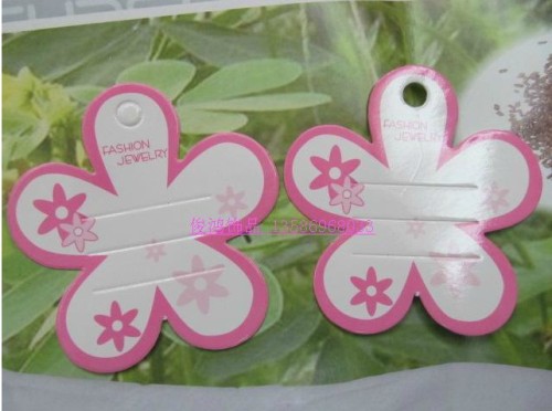 DIY Handmade Ornament Hair Accessories Packaging Card Pink Pattern Card Flower Shape