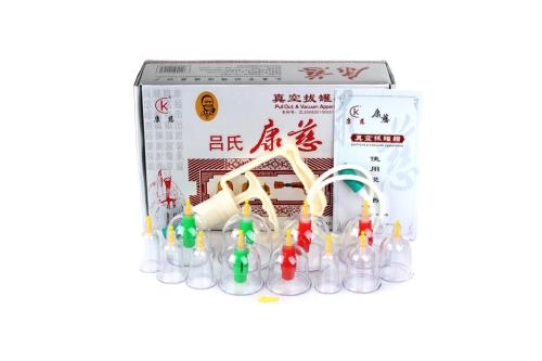 kangci silver box high-end hardcover 12 cans cupping device cupping， pumping gun with straw