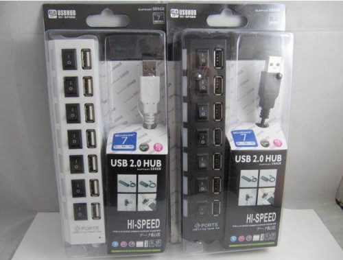 yc-006 high-speed usb2.0 version 7-port hub with independent power switch hub extender with hard disk hub