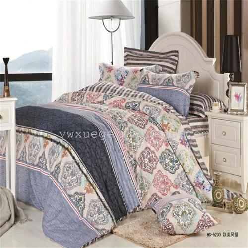 Four-Piece Bedding Set Cotton Wedding Four-Piece Set 128*68 Twill Fabric Factory Direct Sales European and American Style