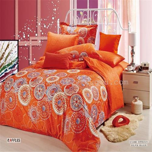 bedding 128*68 twill cotton four-piece bed sheet four-piece european luxury style love hermes factory direct sales