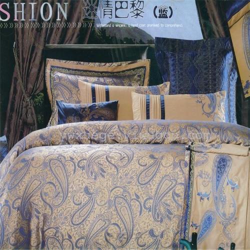 Snow Song home Textile Youka Silk Jacquard Noble Classic Wedding Four-Piece Bedding Four-Piece Set Multi-Piece Set Wholesale and Retail Paris Romance （Blue）