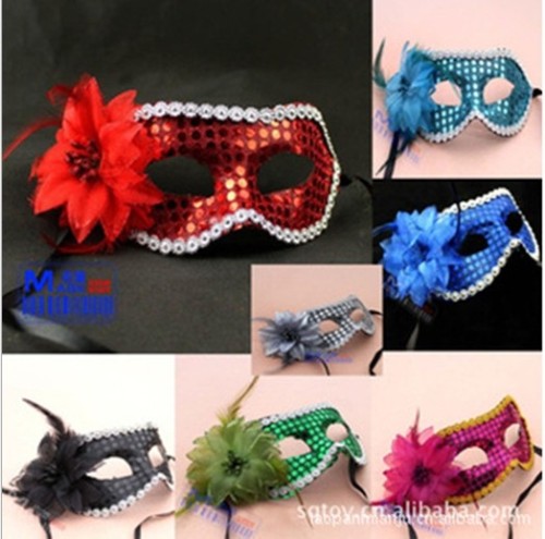 factory direct sales flat head with edge bright cloth side flower 2013 best selling women‘s ball party performance mask