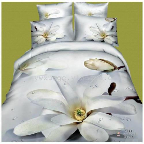 Bedding Cotton Four-Piece Set Wedding Four-Piece Set Cotton 3D Active Printed Four-Piece Bedding Set Flower and Grass Series Snow Pigeon Home Textile Horse Year New Product