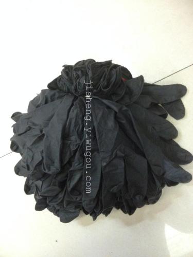 Disposable 9-Inch Black Latex Gloves