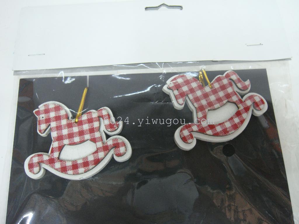 厂家直销圣诞系列挂件 木马木质布艺挂件
