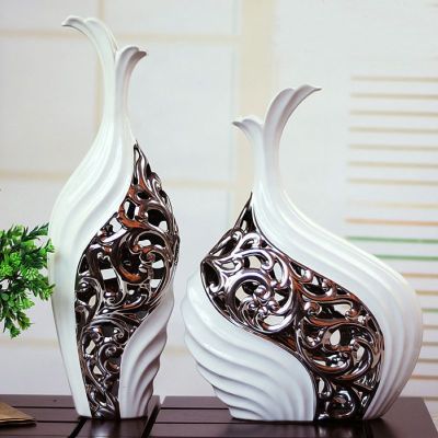 Gao Bo Decorated Home Plated pierced ceramic vases home decoration ornaments