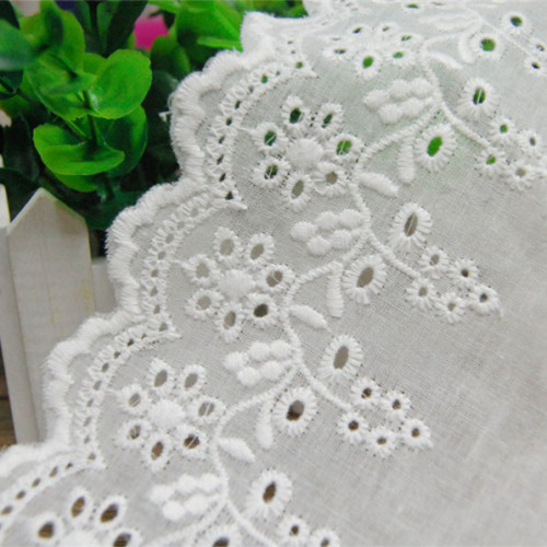 6.5cm Extra Wide Beige Cotton Pure Cotton Embroidered Lace