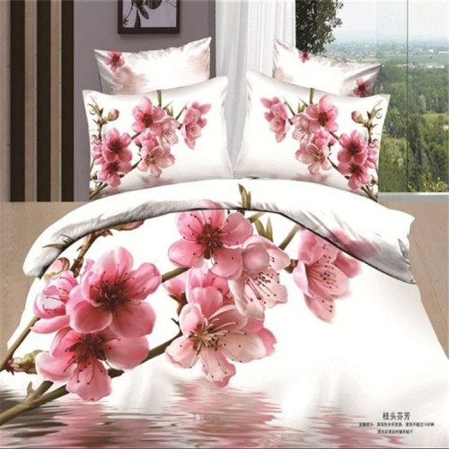 4-piece set of 100% cotton four-piece set of green environmental protection printing and dyeing 3d large flower bed sheet type pure cotton four-piece bedding