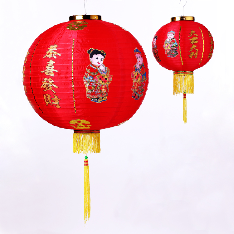 灯笼20“钢丝人物园灯娃娃图布灯笼厂家直销纯手工