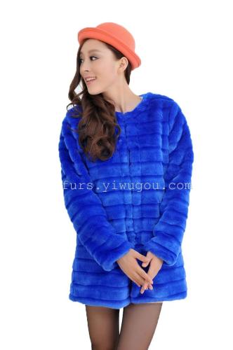 Royal Blue Imitation Rabbit Fur Coat Fur Coat Rabbit Fur Coat Long Foreign Trade