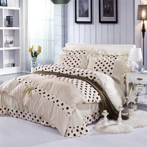 yiwu snow pigeon korean-style skin-friendly velvet four-piece bow princess ruffled brushed cotton four-piece quilt cover