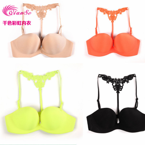 Manufacturers Supply Hot Water-Soluble Flower Backless Bra Seamless One-Piece Push up Deep V Women‘s Underwear
