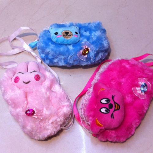 Children‘s Toy Small Bag Plush Satchel Foreign Trade Satchel Furry Animal Head Crossbody Bag Shoulder Bag Cartoon Bag