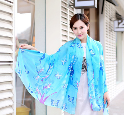 2014 Korea in autumn and winter pansies silk-Ms long wild scarf shawl scarves wholesale
