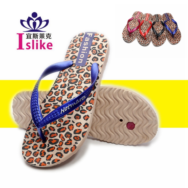 【订单】热销欧美正品豹纹夹脚时尚人字女拖鞋 吹气鞋外贸内销