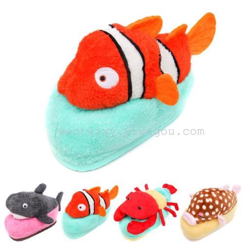 cartoon winter new ocean cotton shoes shark clownfish personality cotton slippers cute girl home shoes