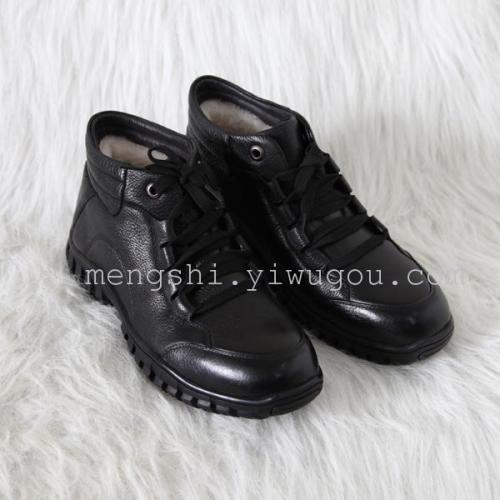 men‘s genuine leather wool boots