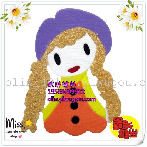 Yiwu Shopping Accessories Heat Transfer Patch Popular Heat Transfer Printing Purple Hat Girl Customized Children‘s Clothing/Hat/Bath Towel/Bag/Pillow