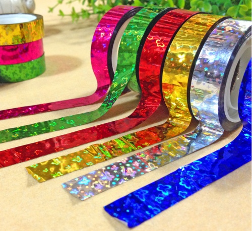 laser cartoon tape cute shiny colorful tape wholesale fluorescent tape