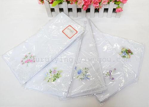 manufacturers supply silk screen embroidery handkerchief floral embroidery handkerchief hollow embroidery hand juan