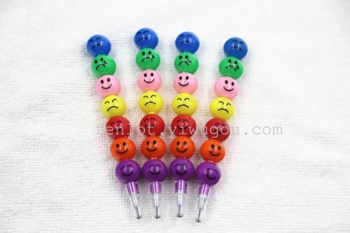 factory direct supply 7-section smiley ice sugar gourd-shaped colorful crayons