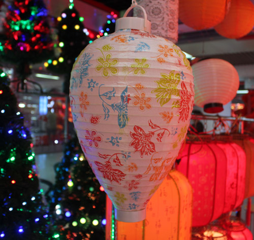 厂家直销热款外卖出口纸灯笼 彩色印花热气球形纸灯笼