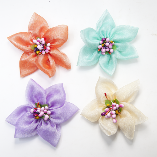 Colorful Cloud Yarn Tip Five Petal Flower Headdress Accessories Factory Direct Sales