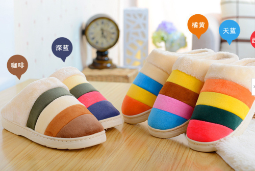 Home Striped Plaid Comfortable Cotton Slippers in Stock Wholesale