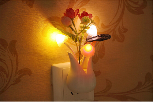 Vase Rose Sensor Lamp Dream Mushroom Lamp Colorful Night Light Light-Controlled LED Night Light