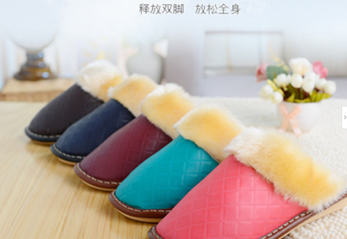 new pu leather winter home men and women winter warm home couple indoor non-slip cotton slippers factory wholesale