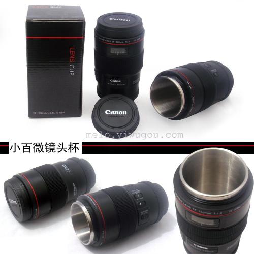 canon small hundred micro lens cup， stainless steel cup thermos cup