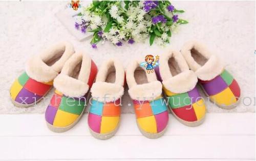 New PU Leather Winter Home Men and Women Winter Warm Home Couple Indoor non-Slip Cotton Slippers Factory Wholesale 