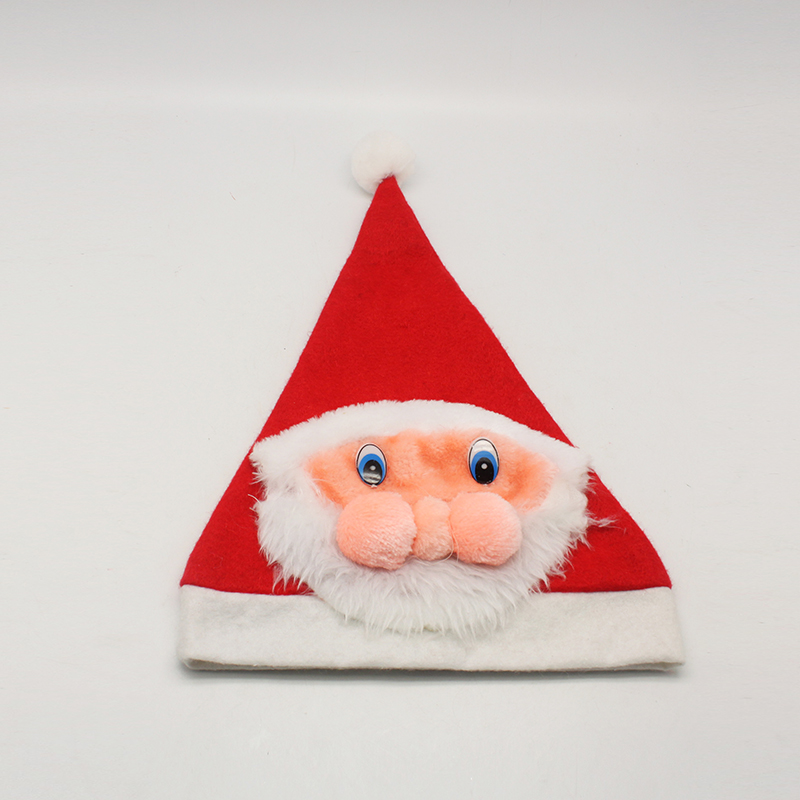 大红无纺布老人脸面具普通圣诞帽