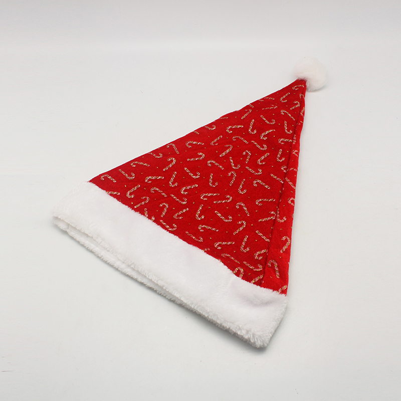 大红短毛绒烫粉压痕拐杖复合帽