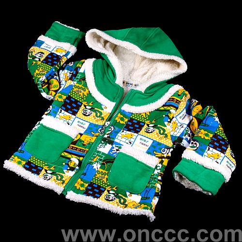 全棉小一峰儿童冬装外套 绿色连帽儿童装