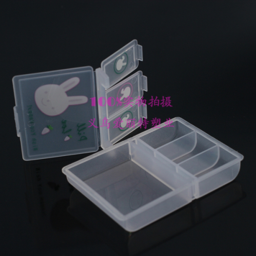 3+1 cartoon pill box 4 lattice pill box pill capsule portable box small jewelry storage box