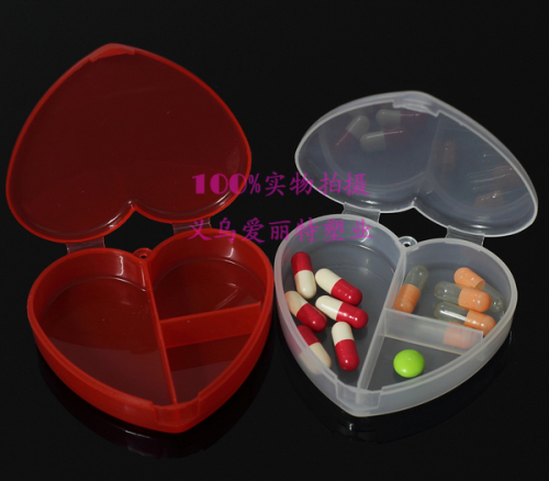 Cute Heart Shape Pill Box 3 Grid Pill Box Jewelry Box Customizable Logo