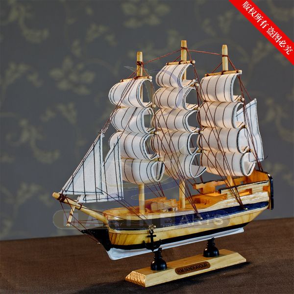 24CM船模 地中海饰品 家居摆设 实木手工雕刻 欧式多帆船FJ2401-6