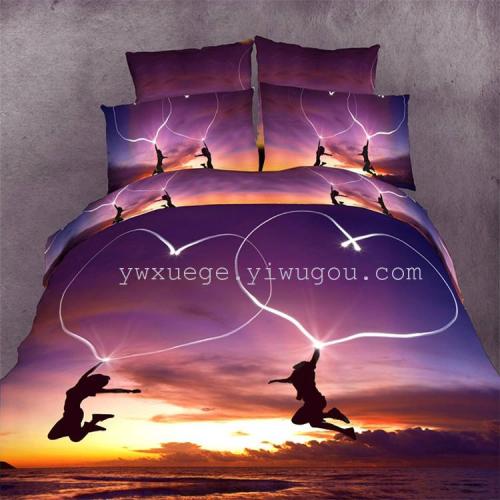 Snow Pigeon Four-Piece Bedding Set， Velvet Brushed Four-Piece Set， 1.5-1.8 M Bed Factory Direct Sales === Dancing Youth