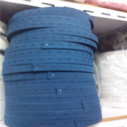 Spot Sales 1.8cm Medium Thickness Navy Blue Elastic Cord with Buttonholes Hook Edge Elastic Cord with Buttonholes Huacheng Elastic Cord with Buttonholes