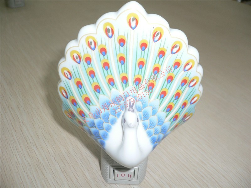 陶瓷小夜灯 香薰陶瓷小夜灯 香薰灯 小夜灯批发  孔雀小夜灯