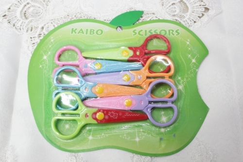 Kebo Kaibo Brand 8021 Full Plastic Lace Apple 6-Piece Children‘s Safety Scissors