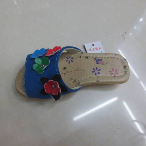 New Blue Red White Three-Color Pu Girls‘ Slippers