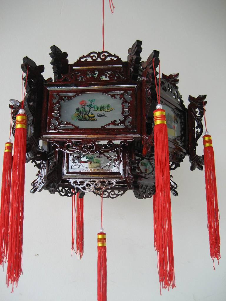 仿古荷花式木雕宫灯 古典装饰家用灯笼 喜庆用品宫廷灯笼