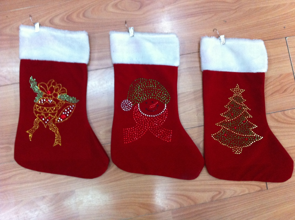 短毛绒 金丝绒贴钻袜