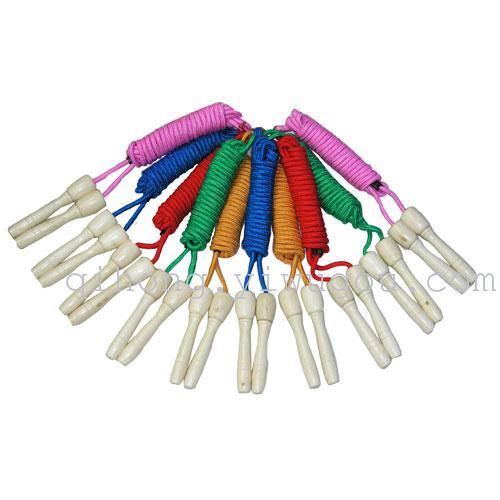 Group Rope Skipping Student Standard Skipping Rope Wooden Handle Cotton String Children Skipping Rope with Wooden Handle 