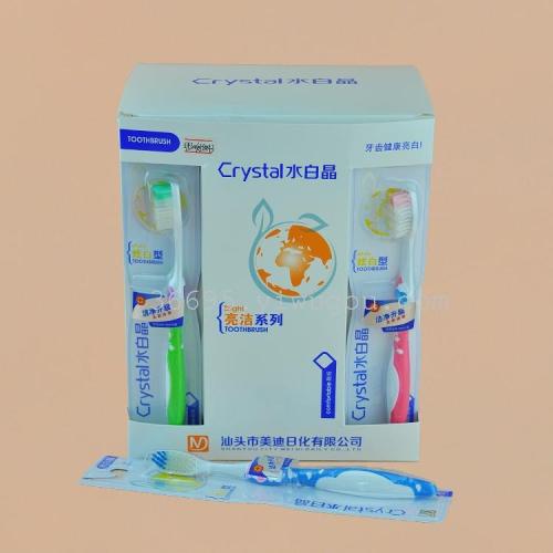 toothbrush wholesale water white crystal 8014（30 pcs/box） medium hair toothbrush