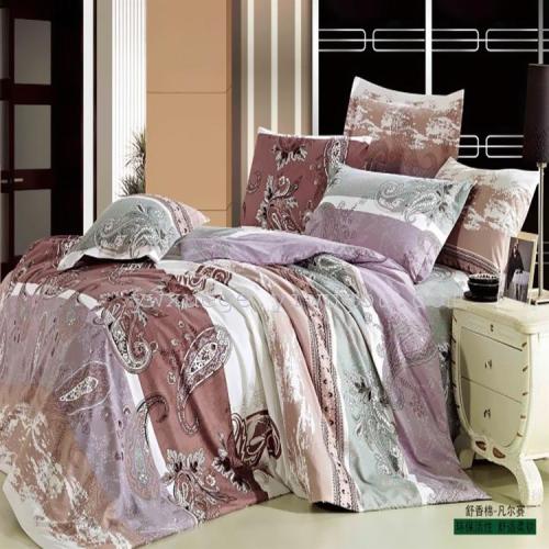 snow pigeon home textile bedding shu xiang cotton four-piece set series foreign trade wholesale-versailles （gray）