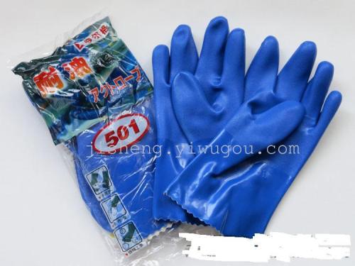 East Asia Borger 501 Gloves Acid and Alkali Resistant Oil Resistant Gloves Plastic Dipped Rubber Industrial Gloves Labor Protection Gloves 